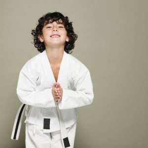 Boy wearing a karate uniform